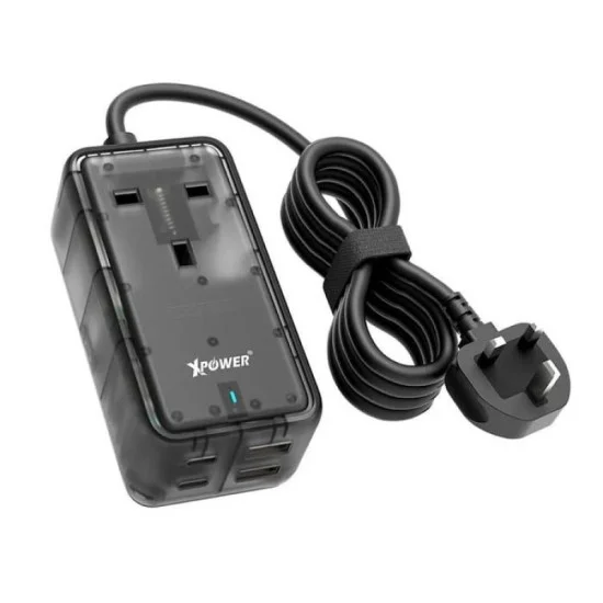 XPower PS1C 65W 5 Output Power Strip - Transparent Black